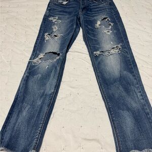 American Eagle Outfitters Distressed Boyfriend Jeans - Blue